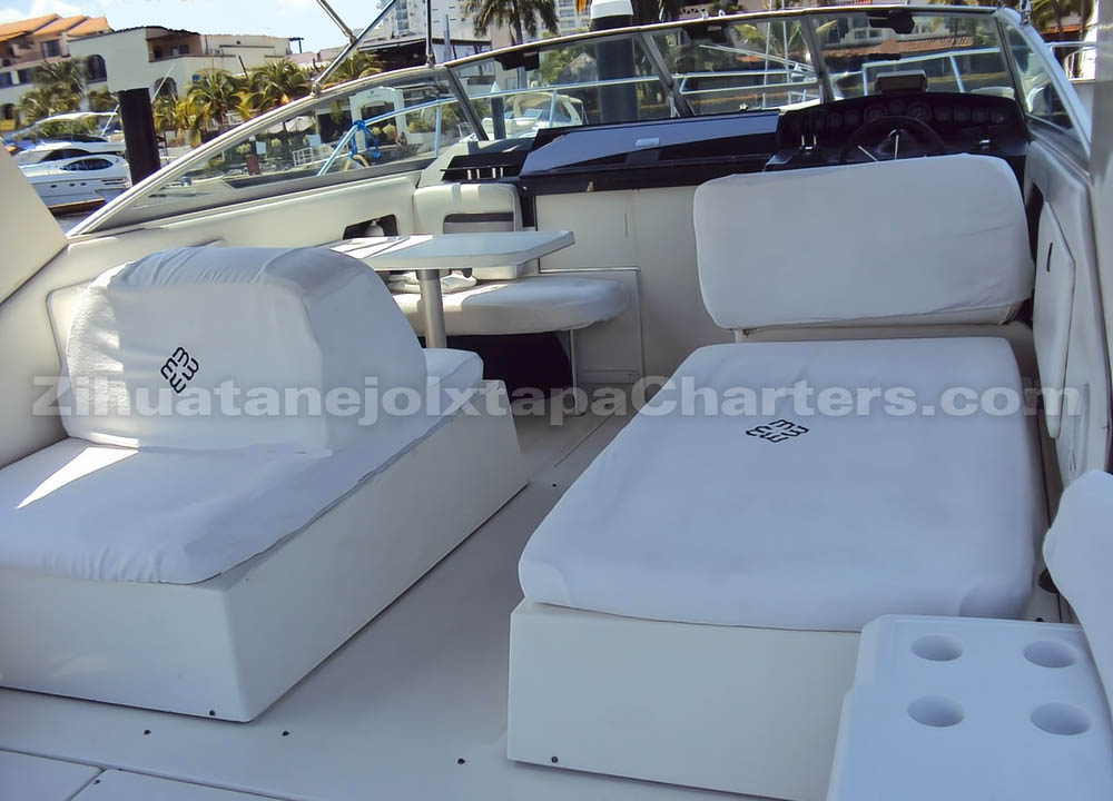 Cockpit, dinette and lounge area